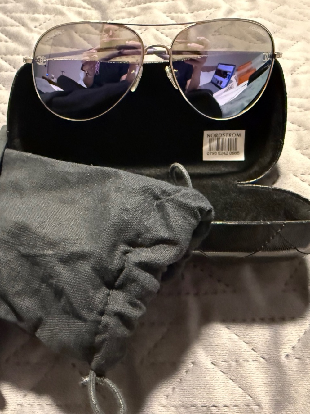 CHANEL 4189-T-Q c.124/25 Aviator Sunglasses Silver Purple Mirrored 59-14 135